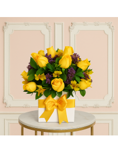 12 Rosas en caja cúbica 💝