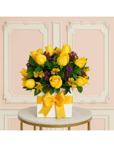 12 Rosas en caja cúbica 💝